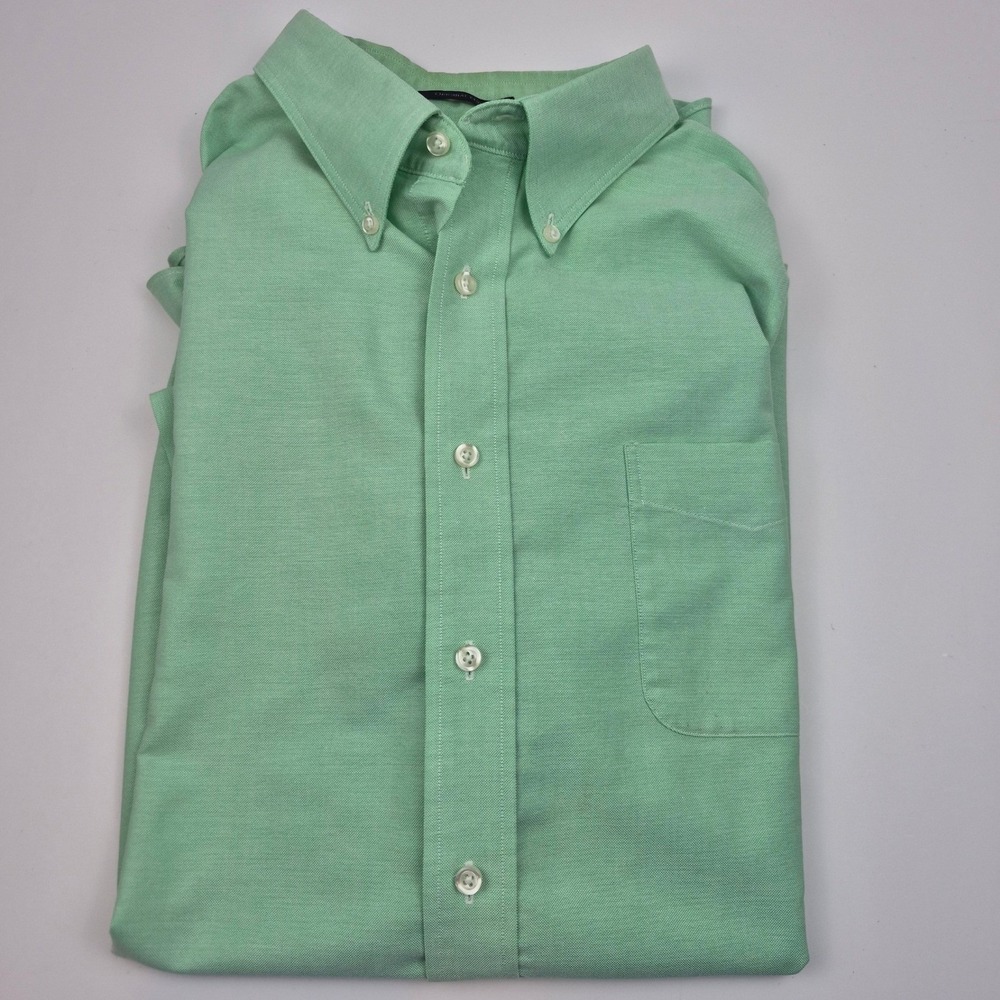 Lands' End Mens Original‎ Oxford Short Sleeve Button Down Shirt Green 17 1/2